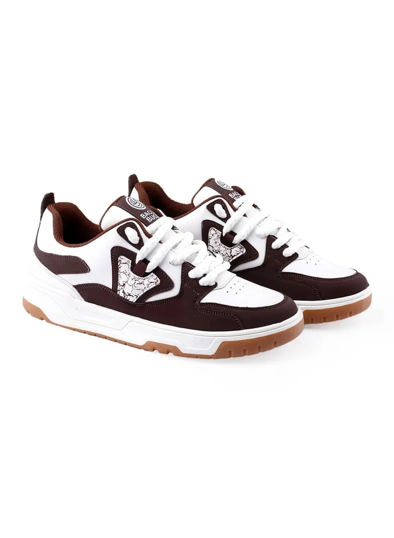Bacca Bucci White Brown Stride Eclipse Low-Top Flat-Sole Sneakers for Men | Best Price UAE